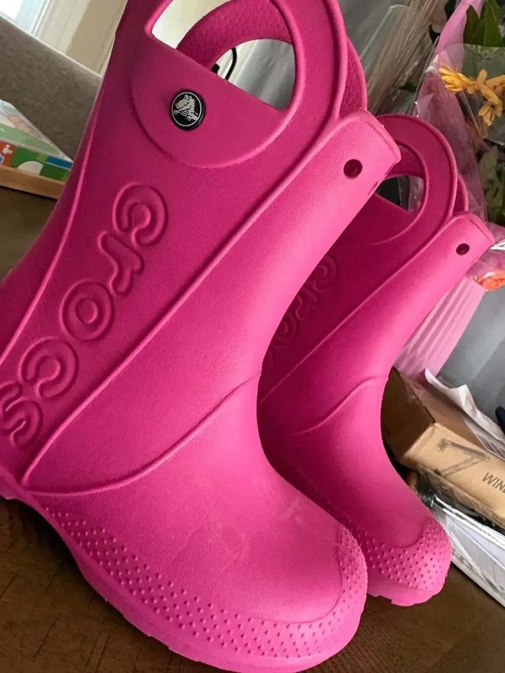Crocs Handle It Rain Boots Youth Size J3 Pink 12803
